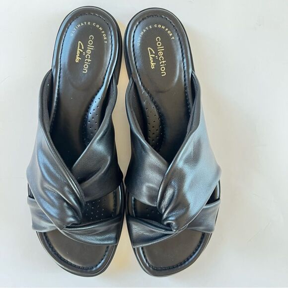 Clark’s Reyna Twist Women's Black Slide Comfort Slip On Slide Sandals SZ 8 - Picture 4 of 14